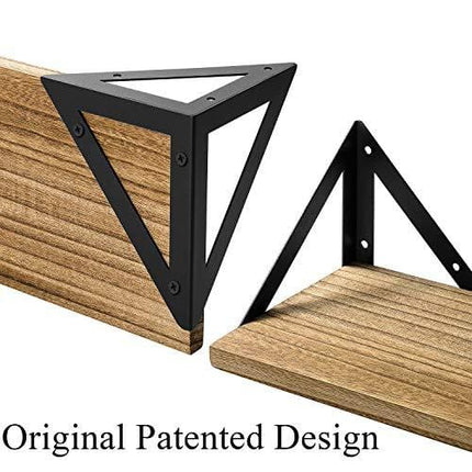 BAYKA Floating Shelves Wall Mounted, Rustic Wood Wall Shelves Set of 3 for Bedroom, Bathroom, Living Room, Kitchen