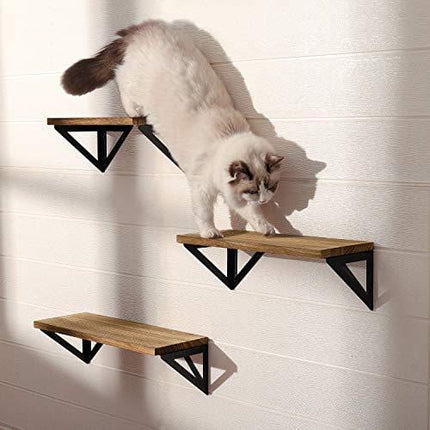 BAYKA Floating Shelves Wall Mounted, Rustic Wood Wall Shelves Set of 3 for Bedroom, Bathroom, Living Room, Kitchen