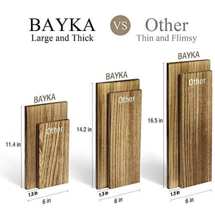 BAYKA Floating Shelves Wall Mounted, Rustic Wood Wall Shelves Set of 3 for Bedroom, Bathroom, Living Room, Kitchen