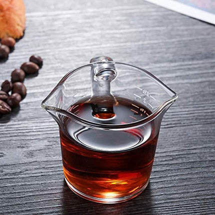 BCnmviku Espresso Shot Glass 3-Ounce Triple Pitcher Barista Double Spouts With Pouring Handle (1 Pack)