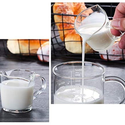 BCnmviku Espresso Shot Glass 3-Ounce Triple Pitcher Barista Double Spouts With Pouring Handle (1 Pack)