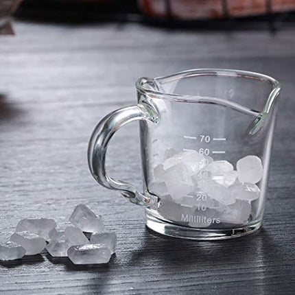 BCnmviku Espresso Shot Glass 3-Ounce Triple Pitcher Barista Double Spouts With Pouring Handle (1 Pack)