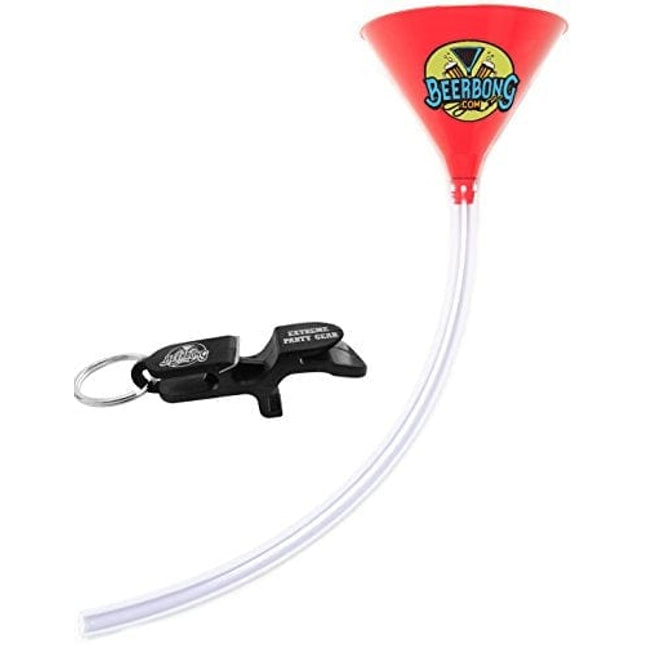 Premier Beer Bong Funnel - 3 Feet Of Premium Tubing, Holds 40 Ounces, Plus Shotgunning Keychain Included With Your Beer Bong, All Made in the USA (Red)