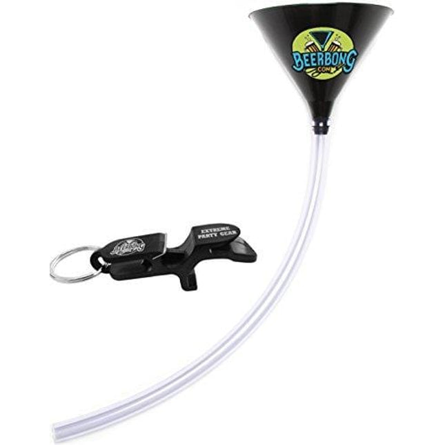 Premier Beer Bong Funnel - 3 Feet Of Premium Tubing, Holds 40 Ounces, Plus Shotgunning Keychain Included With Your Beer Bong, All Made in the USA (Black)