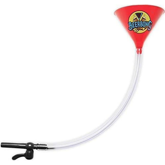 Premier Beer Bong Funnel - With Valve - No Kink Tubing Food Grade, You Pick From 7 Colors! Tailgating, Parties, Spring Break, (Red)