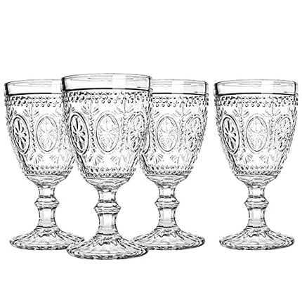 Bekith Classic Goblet Party Glasses, Wine Glasses Goblets, Iced Tea Glasses, Beverage Stemmed Glass Cups, 12 Ounce, Set of 4
