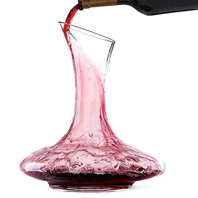 Bella Vino Wine Decanter, 100% Lead-Free Hand Blown Crystal Glass, Red Wine Carafe, Wine Aerator with Wide Base,Wine Accessories,Wine Gift, Elegant and Effective Red Wine Carafe (1800ML)