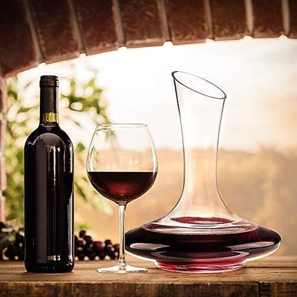 Bella Vino Wine Decanter, 100% Lead-Free Hand Blown Crystal Glass, Red Wine Carafe, Wine Aerator with Wide Base,Wine Accessories,Wine Gift, Elegant and Effective Red Wine Carafe (1800ML)