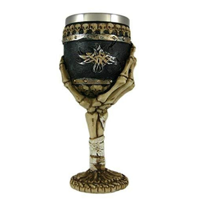 Bellaa 21022 Ossuary Style Skeletal Wine Goblet Bones 8 inch