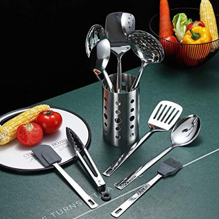 Stainless Steel Cooking Utensils Set, Berglander 13 Pieces Kitchen Utensils Set, Kitchen Tools Set With Utensil Holder Non-Stick And Heat Resistant,Dishwasher Safe, Easy to Clean (13 Packs)
