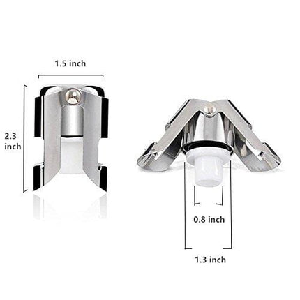 Champagne Sealer Stopper, BGMAX 3 Pack Stainless Steel Sparkling Wine Bottle Plug Sealer Set with a Longer Sealing Plug, Gifts Accessories for Champagne