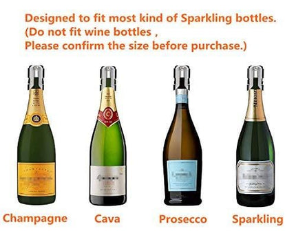 Champagne Sealer Stopper, BGMAX 3 Pack Stainless Steel Sparkling Wine Bottle Plug Sealer Set with a Longer Sealing Plug, Gifts Accessories for Champagne