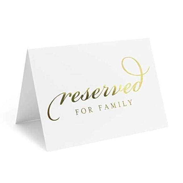 Bliss Collections Reserved Signs, Pack of 10 Real Gold Foil Table Cards for Weddings, Receptions, Parties, Celebrations, 4x6 Tented Cards Match Your Centerpiece, Theme, Decorations, Made in The USA