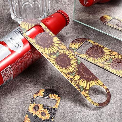 4 Pieces flat bottle openers Sunflowers Stainless Steel Bottle Opener Beer Bottle Opener bar key for bartenders,Home Kitchen, Bar or Restaurant 2 Styles
