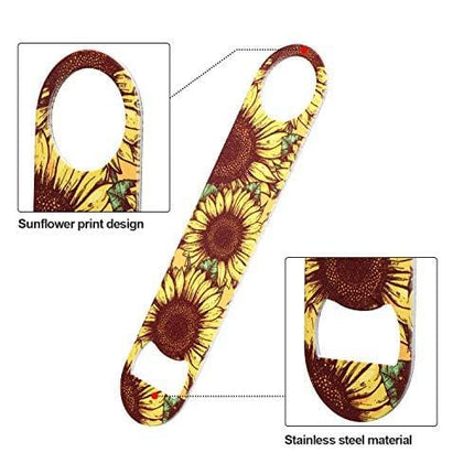 4 Pieces flat bottle openers Sunflowers Stainless Steel Bottle Opener Beer Bottle Opener bar key for bartenders,Home Kitchen, Bar or Restaurant 2 Styles
