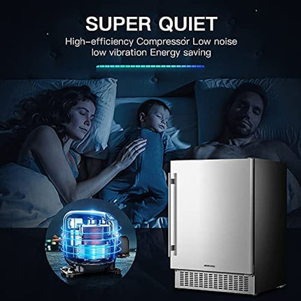 BODEGA Beverage Cooler 24 Inch, Built-in and Freestanding Beverage Refrigerator 180 Cans, Stainless Steel Under Counter Beverage Fridge with Advanced Cooling System, Adjustable Shelf, Energy Saving, Perfect for Soda, Water, Beer, etc.