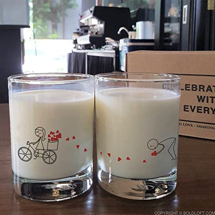 BOLDLOFT All My Love for You Couple Glass Set- Couples Gifts for Him and Her- Wedding Glasses for Bride and Groom- His and Hers Gifts for Anniversary Valentines Day Birthday