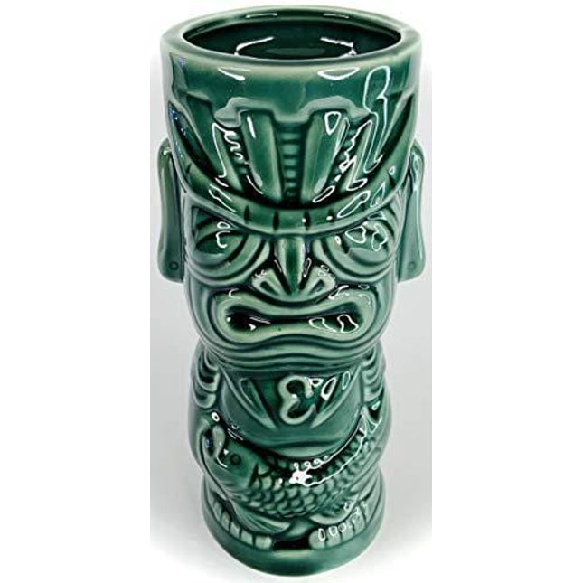 BonCera, Tiki Mug - Stoneware Handmade Bamboo Torching Design. Vintage Aloha Hawaiian Creative Design 16 oz #TM-08