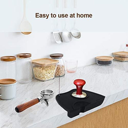 Espresso Tamper Mat, Food Safe Silicone Coffee Tamp Mat Anti-Slip, Corner Tamping Pad Non-Slippery Soft Odorless Holder Pad Black for Barista Tool Home Kitchen Office Bar Shop Worktop by BooTaa