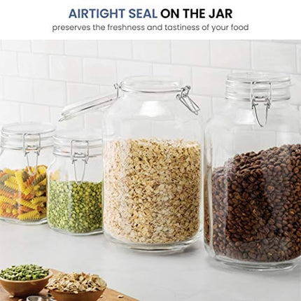 Bormioli Rocco Glass Fido Jars - 135¼ Ounce (4 Liter) with hermetically Sealed hinged Airtight lid for Fermenting, Preserving, Bulk - dry Food Storage, With Paksh Novelty Chalkboard Label Set (2 Pack)