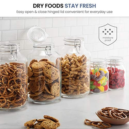 Bormioli Rocco Glass Fido Jars - 135¼ Ounce (4 Liter) with hermetically Sealed hinged Airtight lid for Fermenting, Preserving, Bulk - dry Food Storage, With Paksh Novelty Chalkboard Label Set (2 Pack)