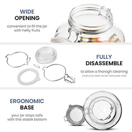 Bormioli Rocco Glass Fido Jars - 135¼ Ounce (4 Liter) with hermetically Sealed hinged Airtight lid for Fermenting, Preserving, Bulk - dry Food Storage, With Paksh Novelty Chalkboard Label Set (2 Pack)