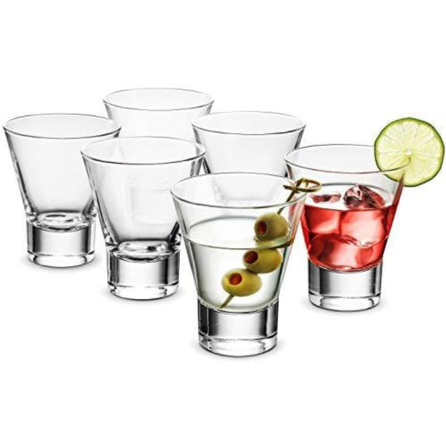 Bormioli Rocco 6-Pack YPSILON Cocktail Glasses set - 8.5 Ounce, Bar Glass, Stemless Martini Glasses for All Alcoholic Beverages like Margarita, Manhattans, Bourbon, Vodka, Gin, Lead-Free Whiskey Glass