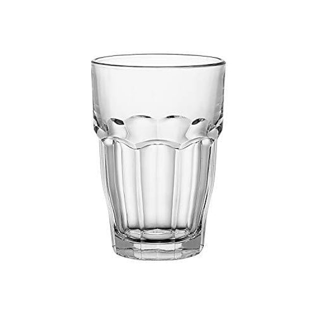 Bormioli Rocco Rock Bar Stackable Beverage Glasses – Set Of 6 Dishwasher Safe Drinking Glasses For Soda, Juice, Milk, Coke, Beer, Spirits – 12.5oz Durable Tempered Glass Water Tumblers For Daily Use