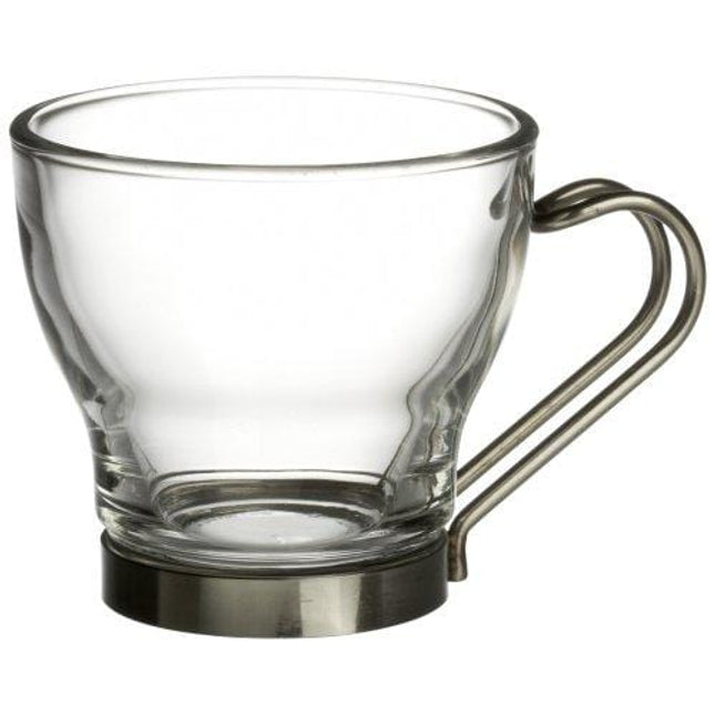 Bormioli Rocco Verdi Espresso Cup With Stainless Steel Handle, Set of 4, Gift Boxed