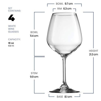 Bormioli Rocco 18oz Red Wine Glasses, Crystal Clear Star Glass, Laser Cut Rim For Wine Tasting, Elegant Party Drinking Glassware, Restaurant Quality (Set of 4)