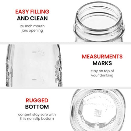 Bormioli Rocco Quattro Stagioni Glass Drinking jar bottle 13½ Ounce Milk Bottles with Gold Metal Airtight Lids, For Juicing, Smoothies, Homemade Beverages Bottle, Reusable Glass Water Bottle (6 Pack)