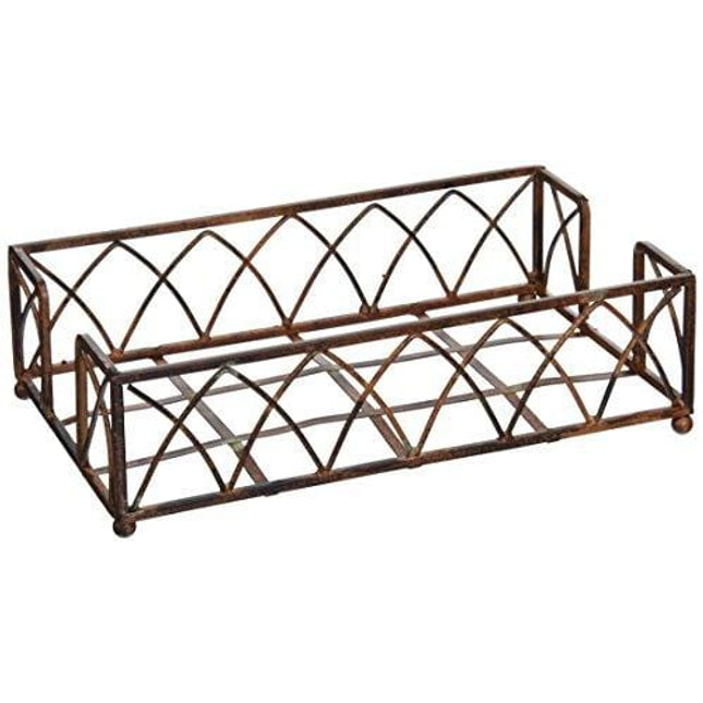 Boston International Arch Design Guest Towel Napkin Holder Caddy, 9 x 5.25-Inches, Aged Chestnut