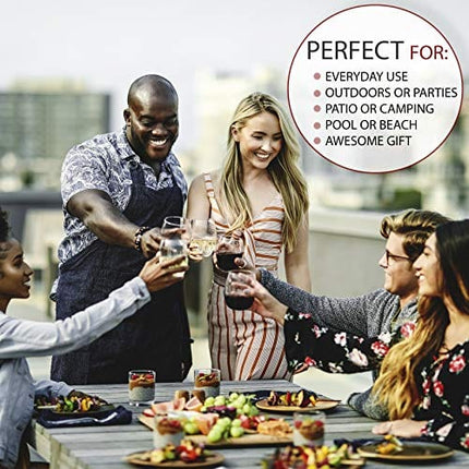 Bravario Unbreakable Stemless Plastic Wine Glasses | Reusable | Shatterproof 100% Tritan Plastic | Dishwasher-Safe | BPA-free | Awesome for Indoor & Outdoor | 13 oz, Set of 4