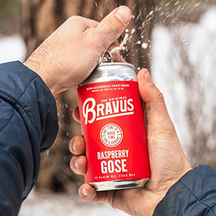 Bravus Non-Alcoholic Variety Sampler 12 Pack x 12 Fl Oz Cans - Low-Calorie, Gluten-Reduced, Vegan NA Craft Brew, 2 IPA, 2 Oatmeal Dark, 2 Raspberry Goose, 2 Peanut Butter Dark, 4 Blood Orange IPA