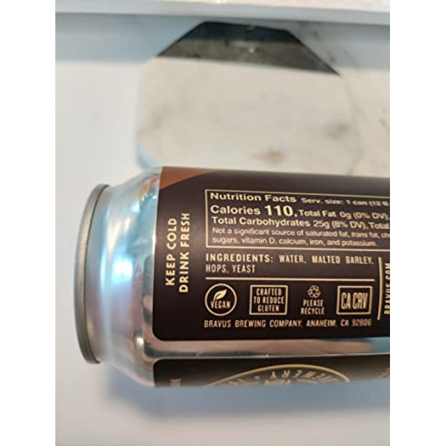 Bravus Oatmeal Dark NA Craft Brew - 24 Pack x 12 Fl Oz Cans - Low-Calorie, GABF Silver Medal Winner