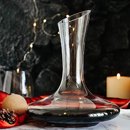 BTaT- Decanter with Drying Stand, Stopper, Brush and Beads, Hand Blown 100% Lead Free Crystal Glass, Wine Decanter, Wine Carafe, Wine Accessories, Red Wine Decanter, Wine Gift