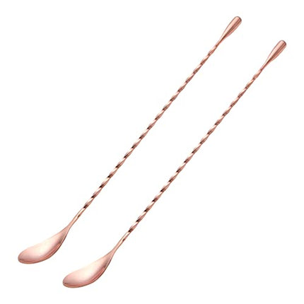 2 Pcs 12 Inches Bar Spoon, Long Handle Mixing Stirrers for Drink, Briout Stainless Steel Bar Cocktail Shaker Spoon, Rose Gold