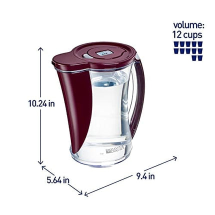 Brita Stream Cascade Water Filter Pitcher, Bordeaux, Large 12 Cup, 1 Count