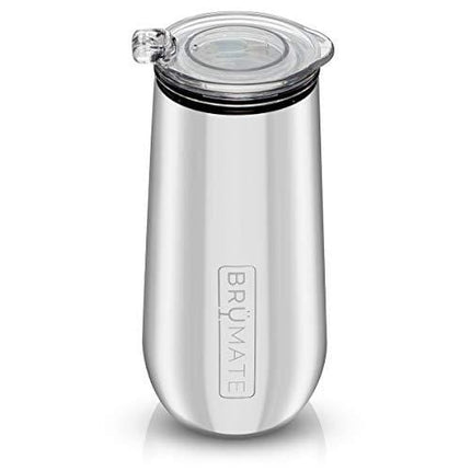 BrüMate 12oz Insulated Champagne Flute With Flip-Top Lid - Made With Vacuum Insulated Stainless Steel (Aqua)