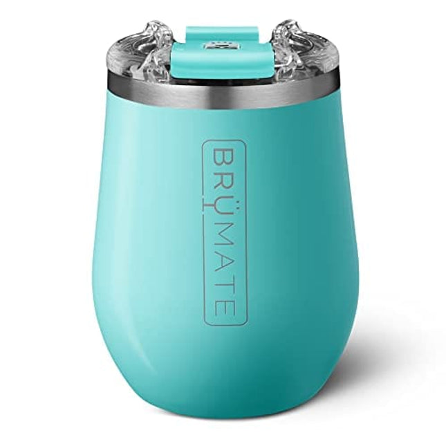BrüMate Uncork'd XL 14oz Insulated Wine Glass Tumbler With 100% Leak-Proof Lid - Made With Vacuum Insulated Stainless Steel (Glitter Mermaid)