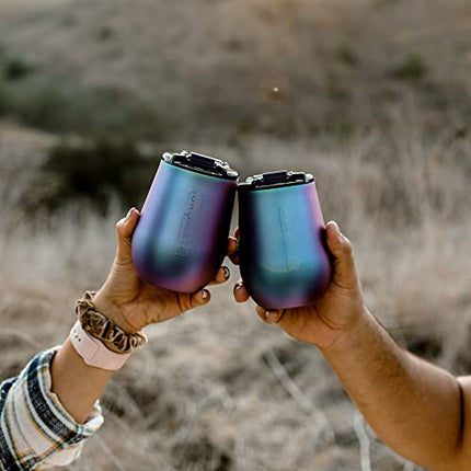 BrüMate Uncork'd XL 14oz Insulated Wine Glass Tumbler With 100% Leak-Proof Lid - Made With Vacuum Insulated Stainless Steel (Glitter Mermaid)