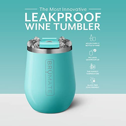 BrüMate Uncork'd XL 14oz Insulated Wine Glass Tumbler With 100% Leak-Proof Lid - Made With Vacuum Insulated Stainless Steel (Glitter Mermaid)