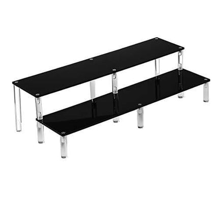 BYCY 2 Tier Black Acrylic Display Stand Cupcakes Holder, Dessert Display Riser for Great Event, Birthday Party, Wedding Party (1 Pack - 16" x 6.9" x 4.25")