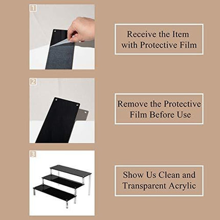 BYCY 2 Tier Black Acrylic Display Stand Cupcakes Holder, Dessert Display Riser for Great Event, Birthday Party, Wedding Party (1 Pack - 16" x 6.9" x 4.25")