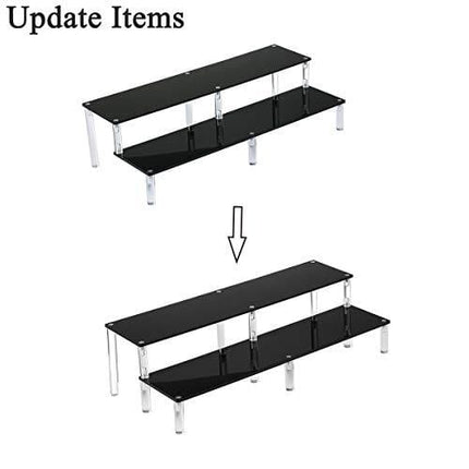 BYCY 2 Tier Black Acrylic Display Stand Cupcakes Holder, Dessert Display Riser for Great Event, Birthday Party, Wedding Party (1 Pack - 16" x 6.9" x 4.25")