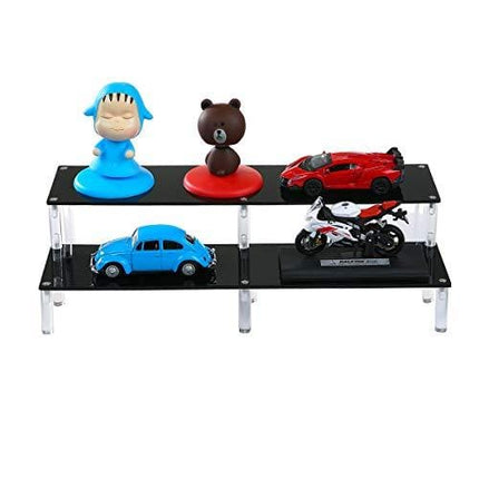 BYCY 2 Tier Black Acrylic Display Stand Cupcakes Holder, Dessert Display Riser for Great Event, Birthday Party, Wedding Party (1 Pack - 16" x 6.9" x 4.25")