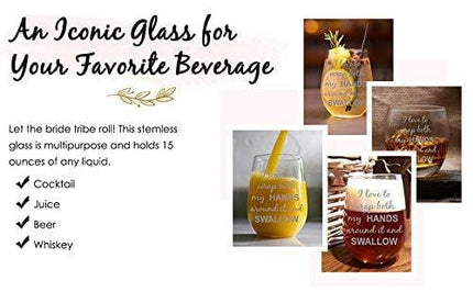 C M I love to wrap both my HANDS around it and SWALLOW, Funny Stemless wine glass, perfect for Bachelorette parties, Bachelorette Gift, 15oz Engraved Design, Gag Gift for Women, Gift Idea for Her