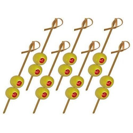 Cabot & Carlyle Bamboo Cocktail Picks 300 Pack 4.1 inch With Looped Knot Fancy Bamboo Toothpicks for Appetizers Cocktail Toothpicks Natural Bamboo Picks Bamboo Skewers 4 inch Long Toothpicks