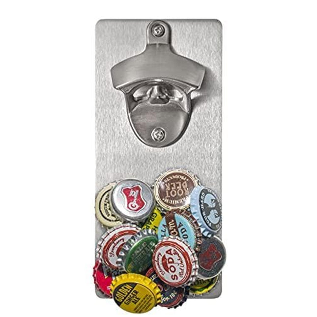 Wall Mounted Beer Bottle Opener with Magnetic Cap Catcher, Fridge Mountable | Unique Housewarming Gift | Cool Beer Lover Gifts for Men