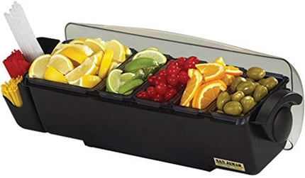 San Jamar BD4005S 9 Piece The Dome Garnish Center, 4qt Capacity, 22" Length x 7-1/2" Width x 8-1/2" Height